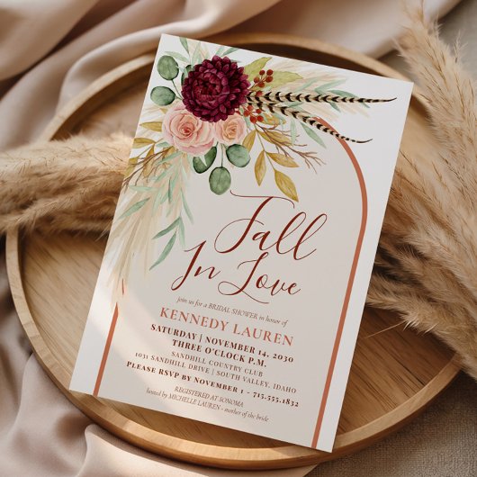 Rückgang der Liebe Pampas Blumenrost Arch Brautpar Einladung