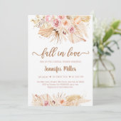 Rückgang der Liebe Pampas Grass Boho Brautparty Einladung (Stehend Vorderseite)