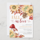 Rückgang der Liebe Pilz Sonnenblumen Fall Brautpar Einladung (Vorderseite)