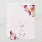 Rückgang der Liebe Pink Bow Baby Dusche Einladung (Rückseite)