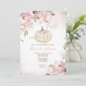 Rückgang der Liebe Pink Floral Pumpkin Brautparty Einladung (Stehend Vorderseite)