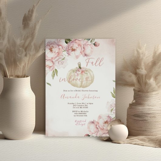 Rückgang der Liebe Pink Floral Pumpkin Brautparty Einladung