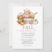 Rückgang der Liebe Pink Girl Gingham Bear Baby Dus Einladung (Vorderseite)