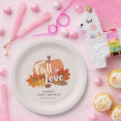 Rückgang der Liebe Pumpkin-Blätter Pink Baby Dusch Pappteller (Party)