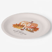 Rückgang der Liebe Pumpkin-Blätter Pink Baby Dusch Pappteller (Schrägansicht)