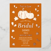 Rückgang der Liebe Pumpkin Boho Gold Foil Brautpar Folieneinladung (Vorderseite)