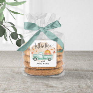 Rückgang der Liebe Pumpkin Farm Truck Baby Dusche Quadratischer Aufkleber