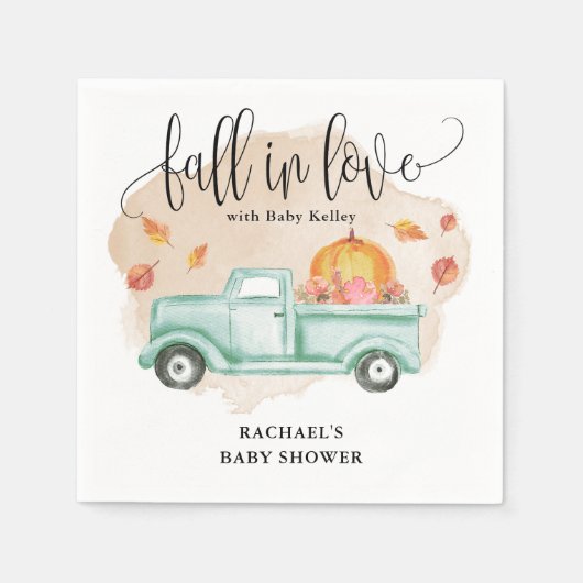 Rückgang der Liebe Pumpkin Farm Truck Baby Dusche Serviette (Vorderseite)