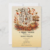 Rückgang der Liebe Pumpkins & Blätter Brautparty Einladung (Vorderseite)