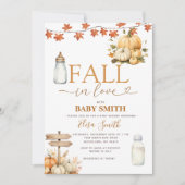 Rückgang der Liebe Pumpkins Herbst Blätter Babydus Einladung (Vorderseite)