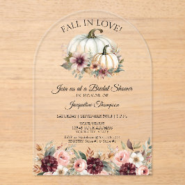 Rückgang der Liebe Rose Floral Burgund Brautparty Acryleinladungen