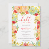 Rückgang der Liebe rotes Blumenwasser Brautparty Einladung (Vorderseite)