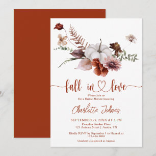 Rückgang der Liebe Rust Floral Fall Brautparty Einladung
