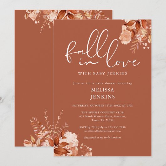 Rückgang der Liebe Rustikale Blumendusche Einladung (Vorne/Hinten)