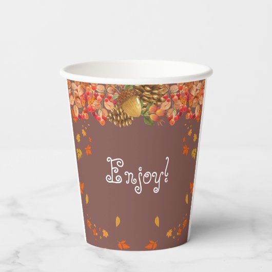 Rückgang der Liebe Rustikale Herbstdusche Pappbecher (Rückseite)
