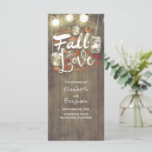 Rückgang der Liebe Rustikale Hochzeitsprogramme Programm (Stehend Vorderseite)