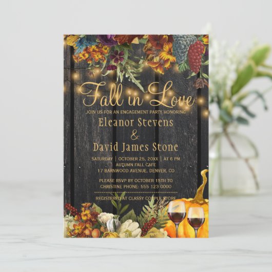 Rückgang der Liebe rustikalen Holz Blumenfreund Einladung (Stehend Vorderseite)