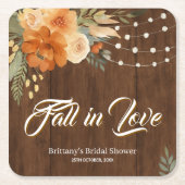 Rückgang der Liebe Rustikaler Fall Blume Brautpart Rechteckiger Pappuntersetzer (Vorderseite)