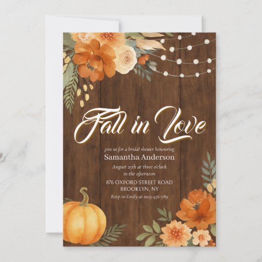 Rückgang der Liebe Rustikaler Fall Brautparty Einladung (Vorderseite)