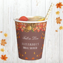 Rückgang der Liebe Rustikaler Herbst Brautparty Pa Pappbecher