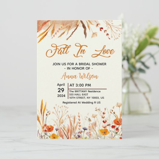 Rückgang der Liebe Rustikales Brautparty Einladung (Stehend Vorderseite)