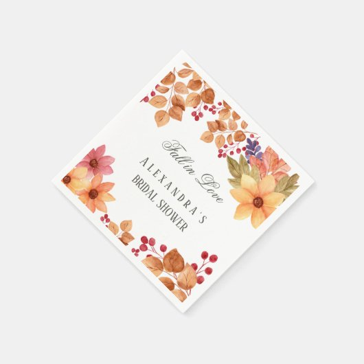 Rückgang der Liebe Rustikales Brautparty Herbst Serviette (Ecke)