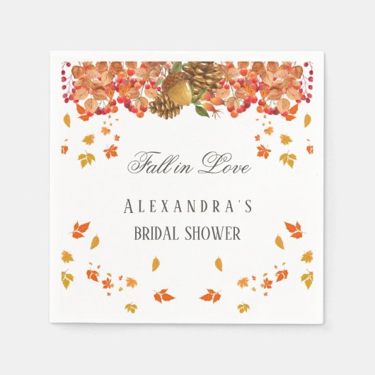 Rückgang der Liebe Rustikales Brautparty Herbst Serviette (Vorderseite)