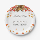 Rückgang der Liebe Rustikales Chic Herbst Brautpar Pappteller (Vorderseite)