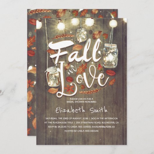 Rückgang der Liebe Rustikales Mason Jars Brautpart Einladung (Vorne/Hinten)