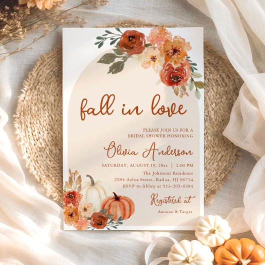 Rückgang der Liebe Rustikales Orange Pumpkin-Braut Einladung