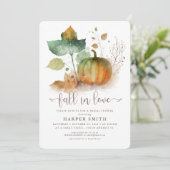 Rückgang der Liebe Rustikales Pumpkin-Brautparty Einladung (Stehend Vorderseite)