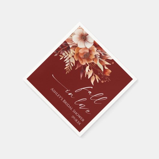 Rückgang der Liebe Rusty Burgund Blumenkohl Brautp Serviette (Ecke)