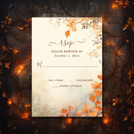 Rückgang der Liebe Schöne Herbst Blätter Hochzeit RSVP Karte