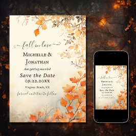 Rückgang der Liebe Schöne Herbst Blätter Hochzeit Save The Date