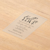 Rückgang der Liebe | Schwarz-Weiß-Brautparty Acryleinladungen (Ablage )