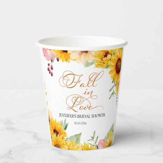 Rückgang der Liebe | Sonnenblumen-Brautparty Pappbecher (Rückseite)