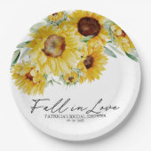 Rückgang der Liebe Sonnenblumen Brautparty Pappteller (Vorderseite)