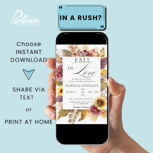 Rückgang der Liebe Sonnenblumen Herbst Brautparty Einladung