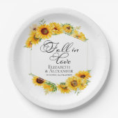 Rückgang der Liebe | Sonnenblumen Herbsthochzeit Pappteller (Vorderseite)