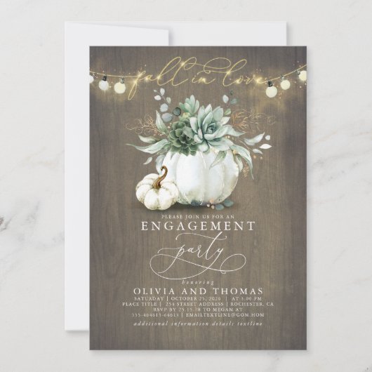 Rückgang der Liebe Succules Pumpkins Engagement Pa Einladung (Vorderseite)