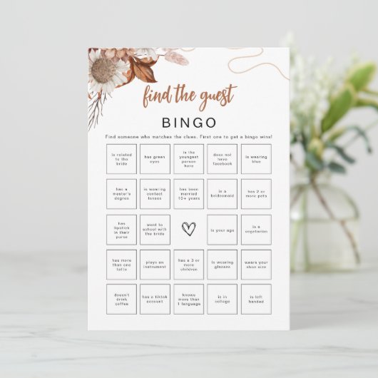 Rückgang der Liebe | Suchen Sie das Guest Bingo-Br Einladung (Stehend Vorderseite)