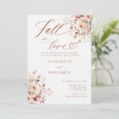 Rückgang der Liebe Terracotta Rose Engagement Part Einladung (Stehend Vorderseite)