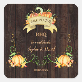 Rückgang der Liebe Wasserfarbe Pumpkin alten Stall Quadratischer Aufkleber