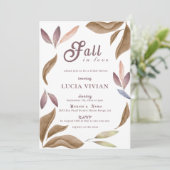 Rückgang der Liebe Wasserfarben Blätter Brautparty Einladung (Stehend Vorderseite)