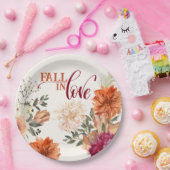 Rückgang der Liebe Wasserfarben Blumenfall Brautpa Pappteller (Party)