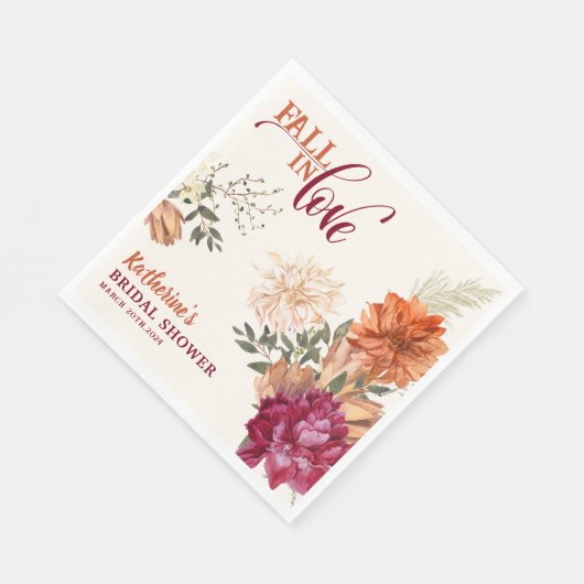 Rückgang der Liebe Wasserfarben Blumenfall Brautpa Serviette (Ecke)