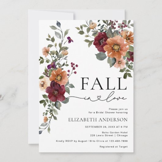 Rückgang der Liebe Wasserfarbenes Brautparty Einladung (Vorderseite)