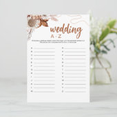 Rückgang der Liebe | Wedding A-Z Brautparty Game Einladung (Stehend Vorderseite)