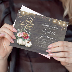 Rückgang der Liebe Weißer Pumpkin Rustikales Braut Einladung