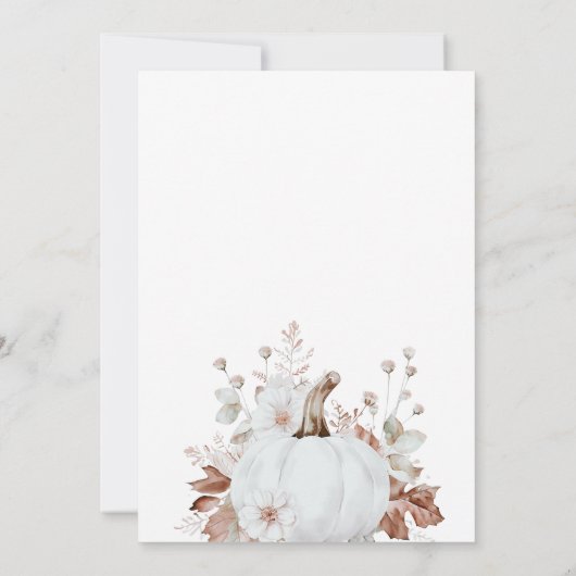 Rückgang der Liebe Weißes Pumpkin-Brautparty Einladung (Rückseite)